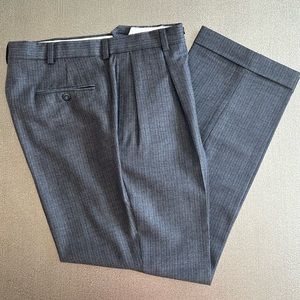 Nautica Mens Micro Houndstooth Gray Size 36x30 Dress Pant Pleated Wool Cashmere